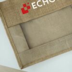 กระเป๋าผ้ากระสอบเจาะช่องใส PVC - Image 3